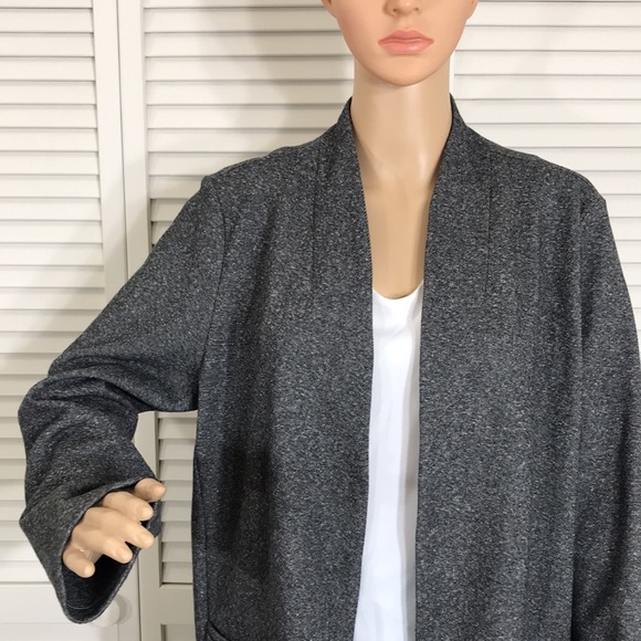 Eileen Fisher Stand Collar Charcoal Organic Cotton Blend Jacket XL - Picture 5 of 14